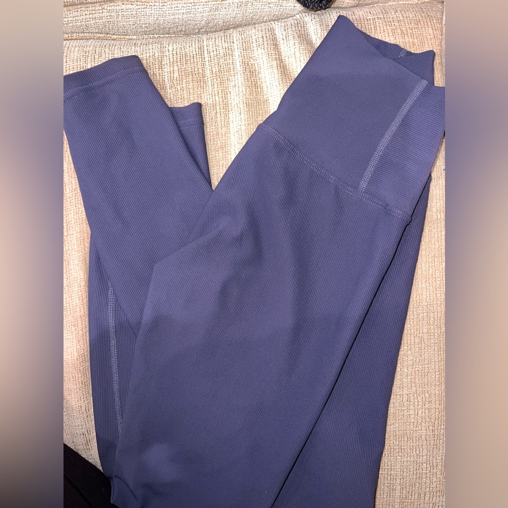 Size XS Blue Ribbed “til you collapse” leggings